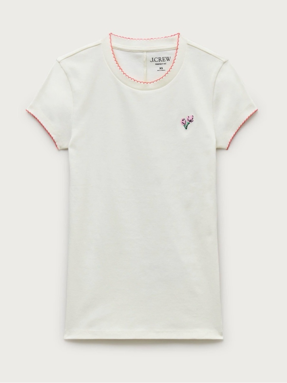 J.Crew Short Sleeve Tee with Pink Trim